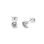 Sterlingsilber Klar CZ April Überschliff 4 mm Ohrstecker