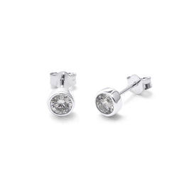 Sterlingsilber Klar CZ April Überschliff 4 mm Ohrstecker