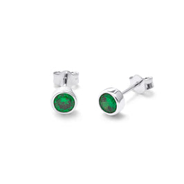 Sterlingsilber Smaragd CZ Mai Überschliff 4 mm Ohrstecker
