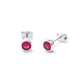 Sterlingsilber Rubin CZ Juli Überschliff 4 mm Ohrstecker