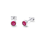 Sterlingsilber Rubin CZ Juli Überschliff 4 mm Ohrstecker