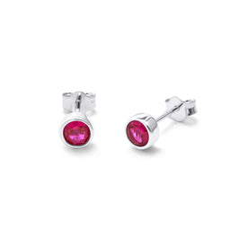 Sterlingsilber Rubin CZ Juli Überschliff 4 mm Ohrstecker