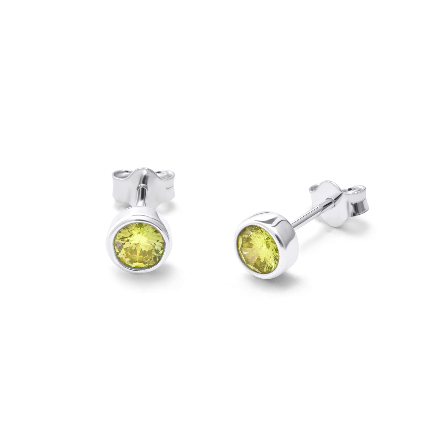 Sterlingsilber Peridot CZ August Überschliff 4mm Ohrstecker