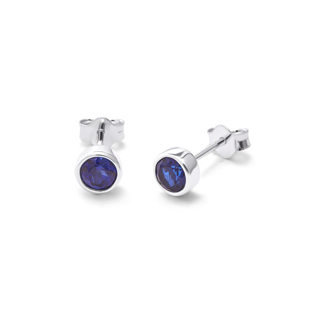 Sterlingsilber Saphir CZ Überschliff 4 mm Ohrstecker