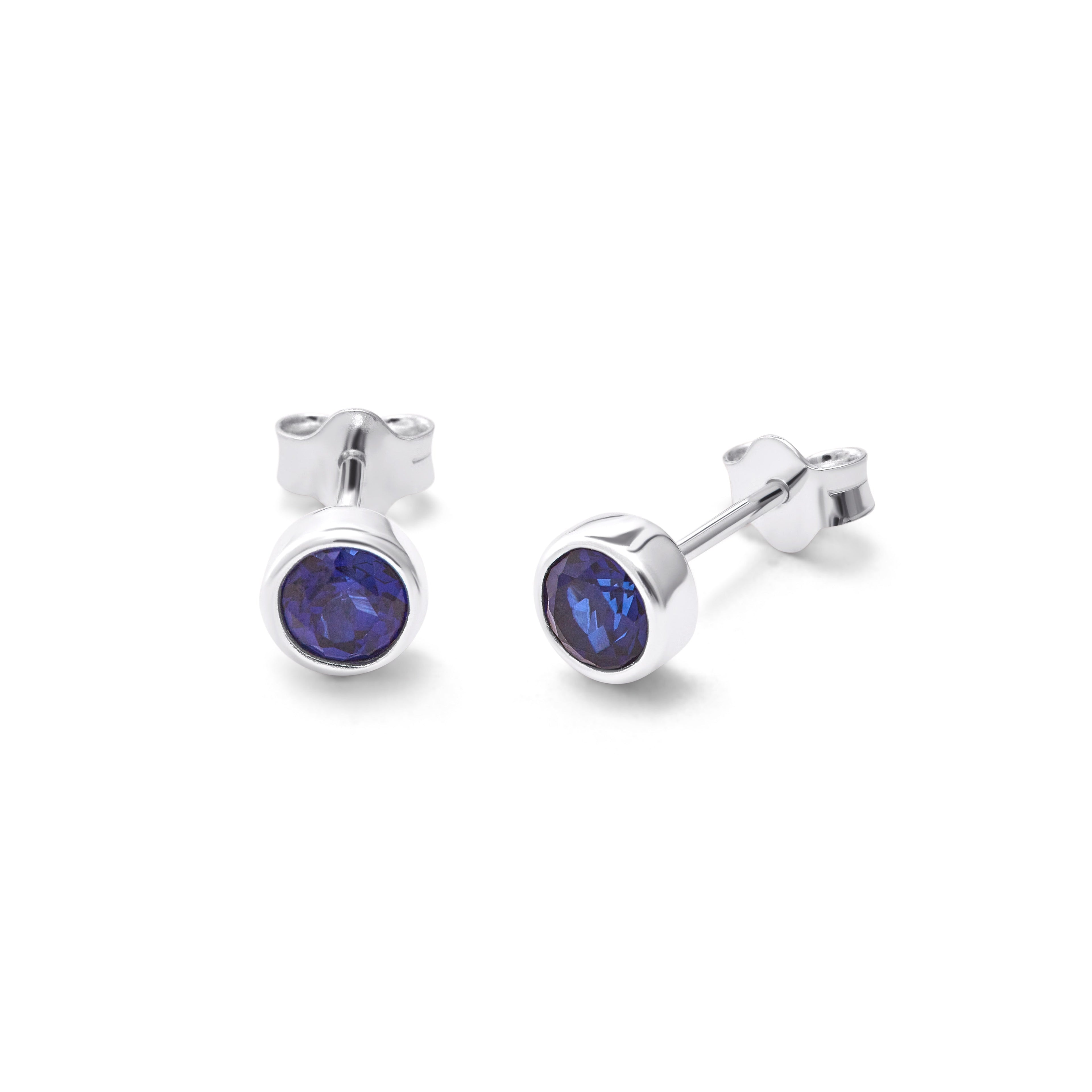 Sterlingsilber Saphir CZ Überschliff 4 mm Ohrstecker