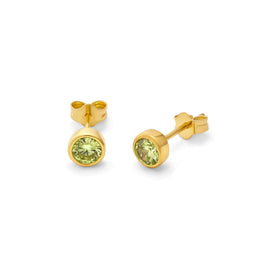 Vergoldet Sterlingsilber Peridot CZ August 4 mm Ohrstecker