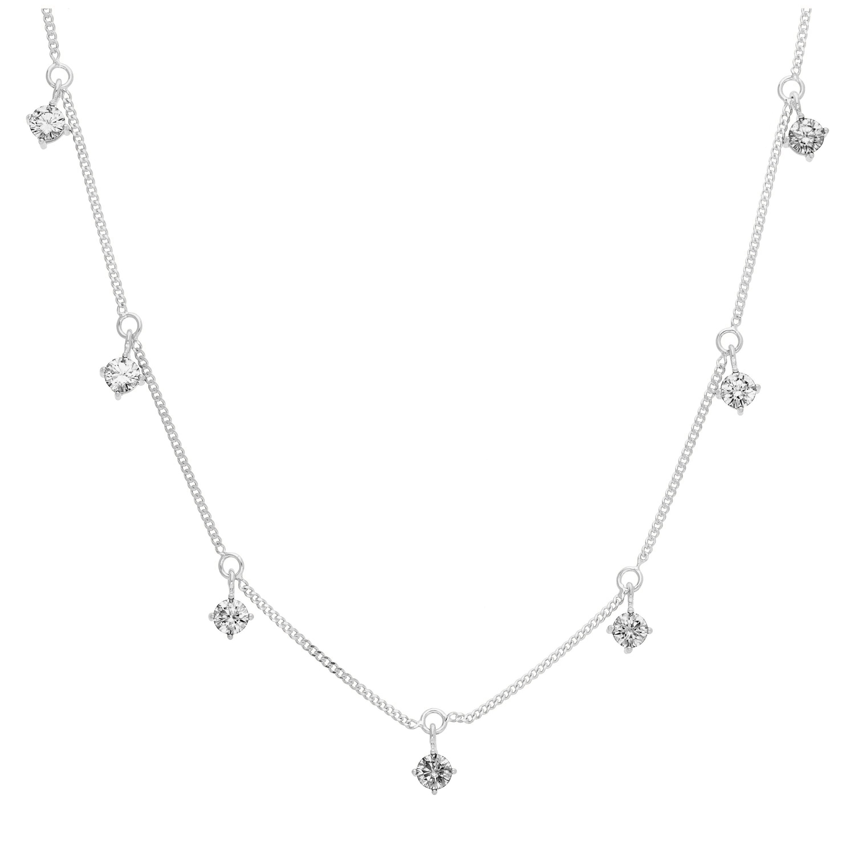 Sterlingsilber Mehr CZ April Geburtsstein Halskette 40,5+5 cm