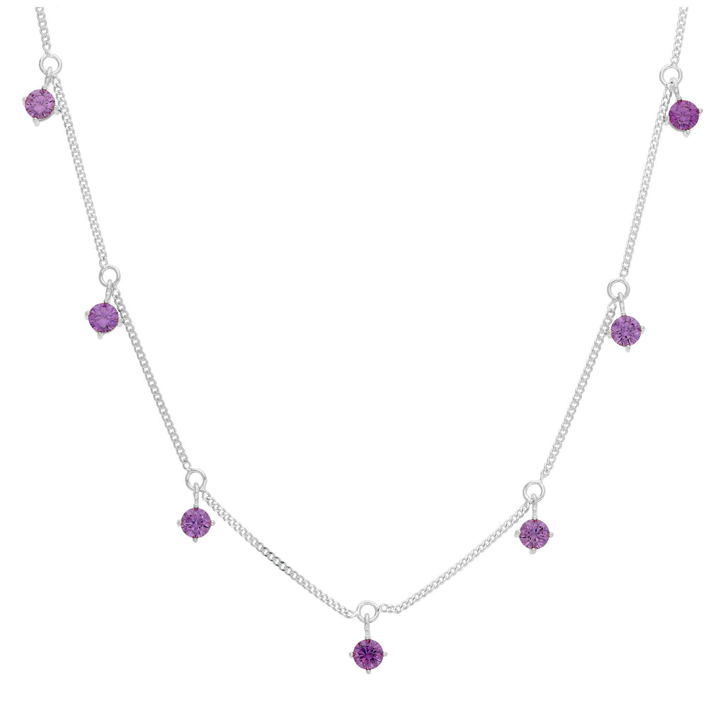 Sterlingsilber Mehr Amethyst CZ Februar Halskette 40,5+5 cm