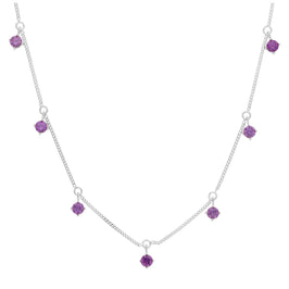 Sterlingsilber Mehr Amethyst CZ Februar Halskette 40,5+5 cm