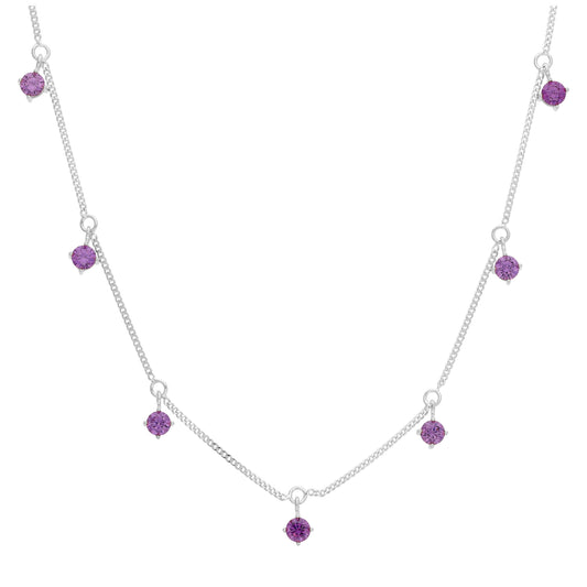 Sterlingsilber Mehr Amethyst CZ Februar Halskette 40,5+5cm