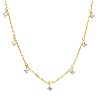 Vergoldet Sterlingsilber Mehr CZ April Geburtsstein Halskette 40,5 + 5cm