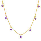 Vergoldet Sterlingsilber Mehr Amethyst CZ Halskette 40,5 + 5 cm