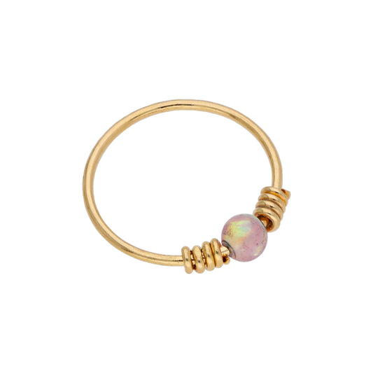 9 Karat Gold Sprungfeder Rosa Opal Stein 10mm 24Ga Nasenring