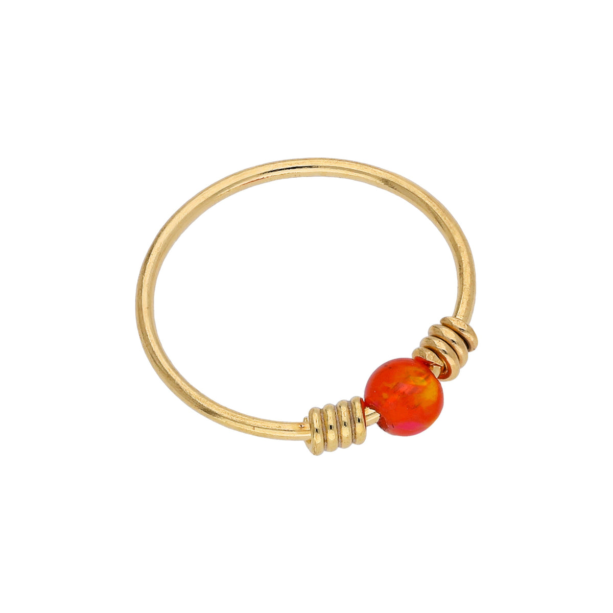 9 Karat Gold Sprungfeder Orange Opal Stein 10 mm 24Ga Nasenring