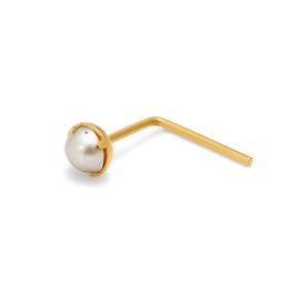 9 Karat Gold 2,5 mm Süßwasserperle L-förmig 24Ga Nasenstecker