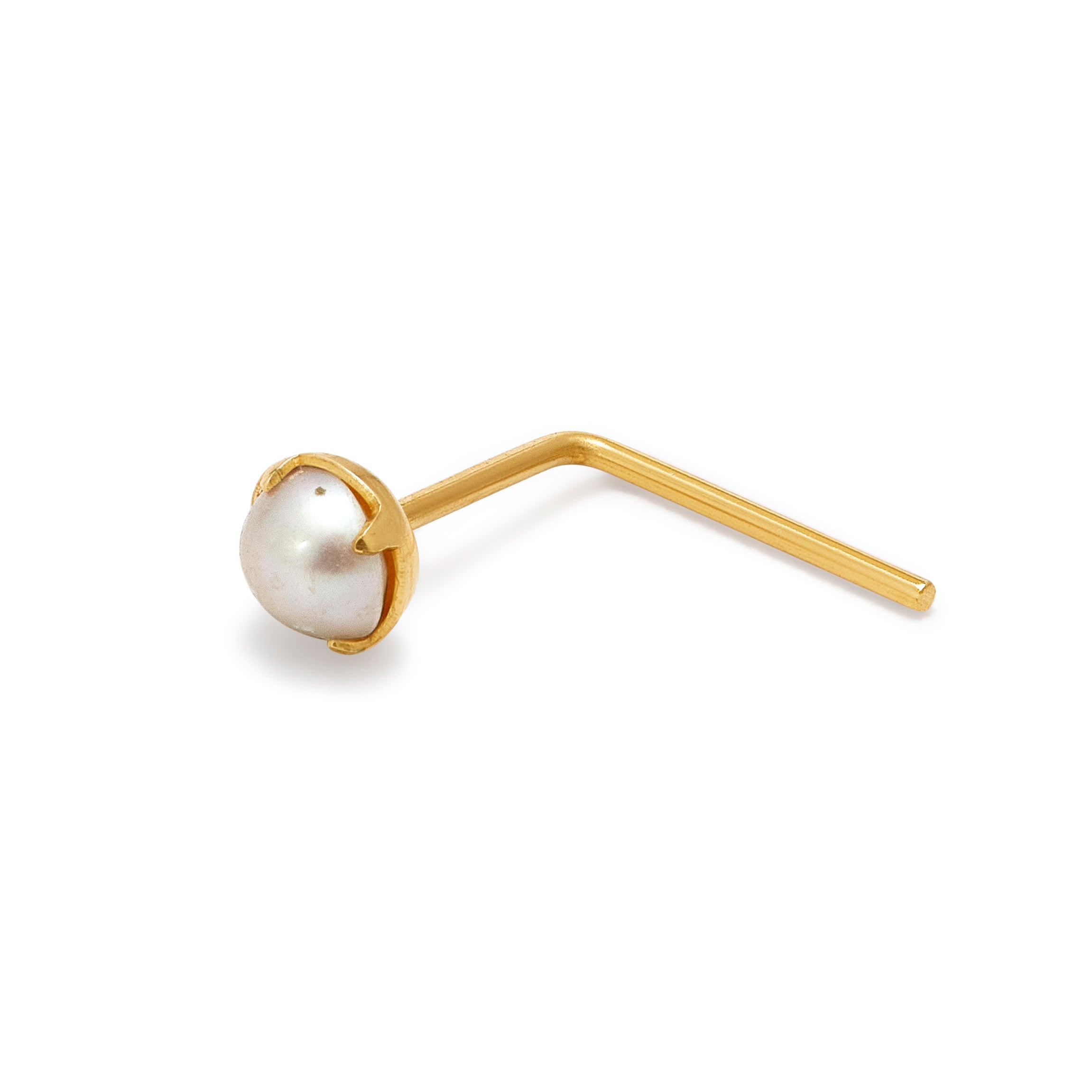 9 Karat Gold 2,5 mm Süßwasserperle L - Förmig 24Ga Nasenstecker