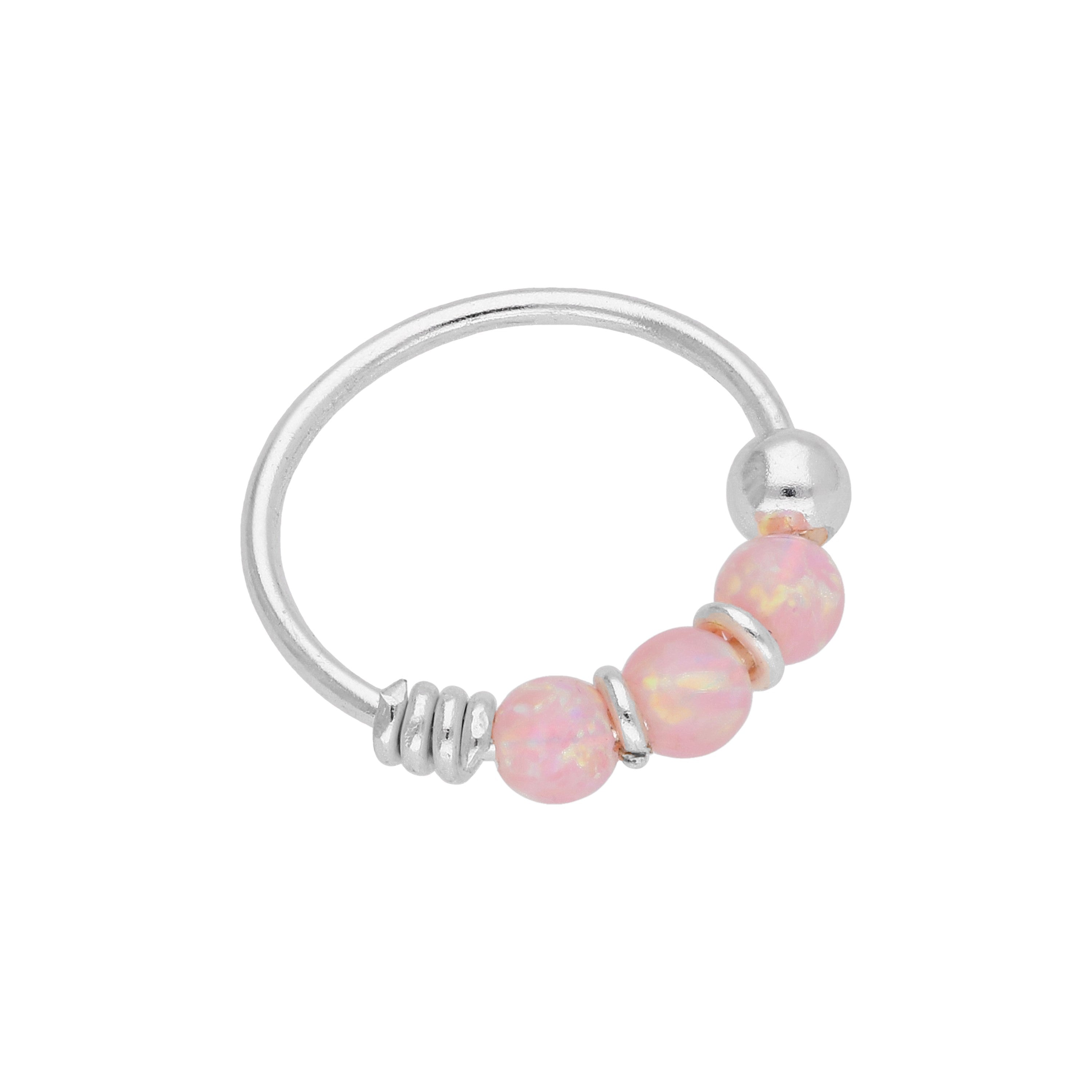 Sterlingsilber Dreifach Rosa Opal Kunstperle 9 mm 24Ga Nasenring