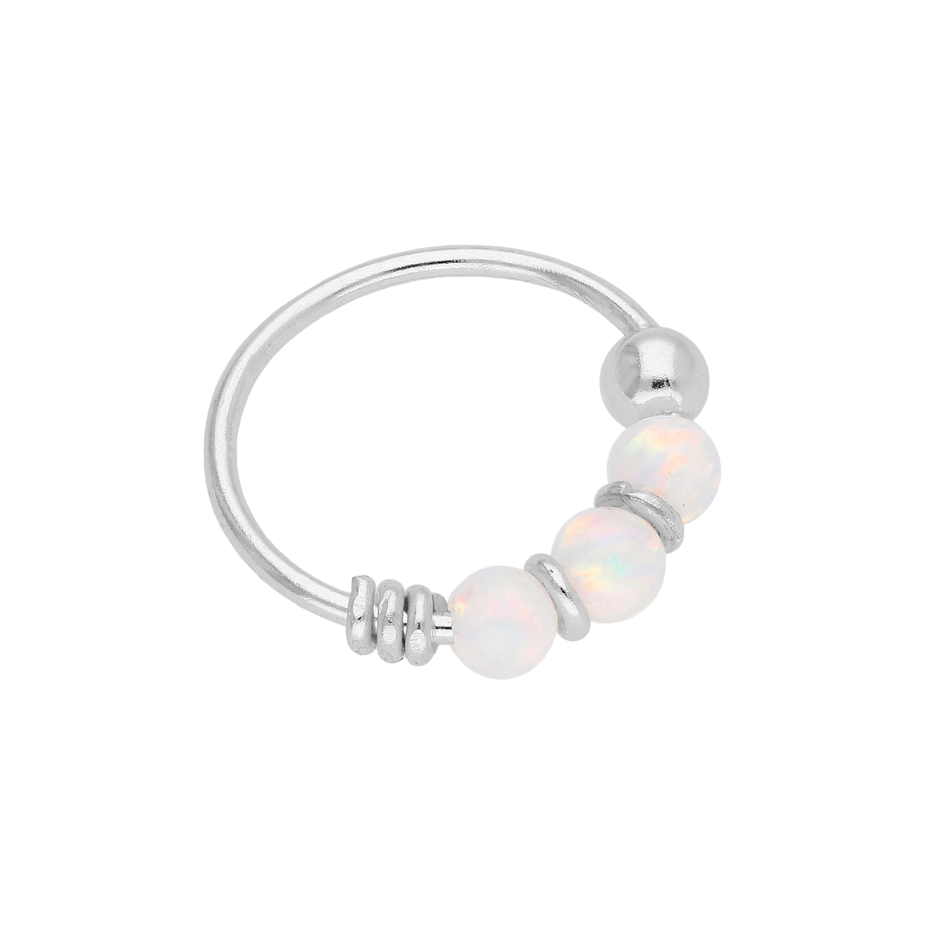 Sterlingsilber Dreifach Aurora Borealis Opal 10 mm Nasenring