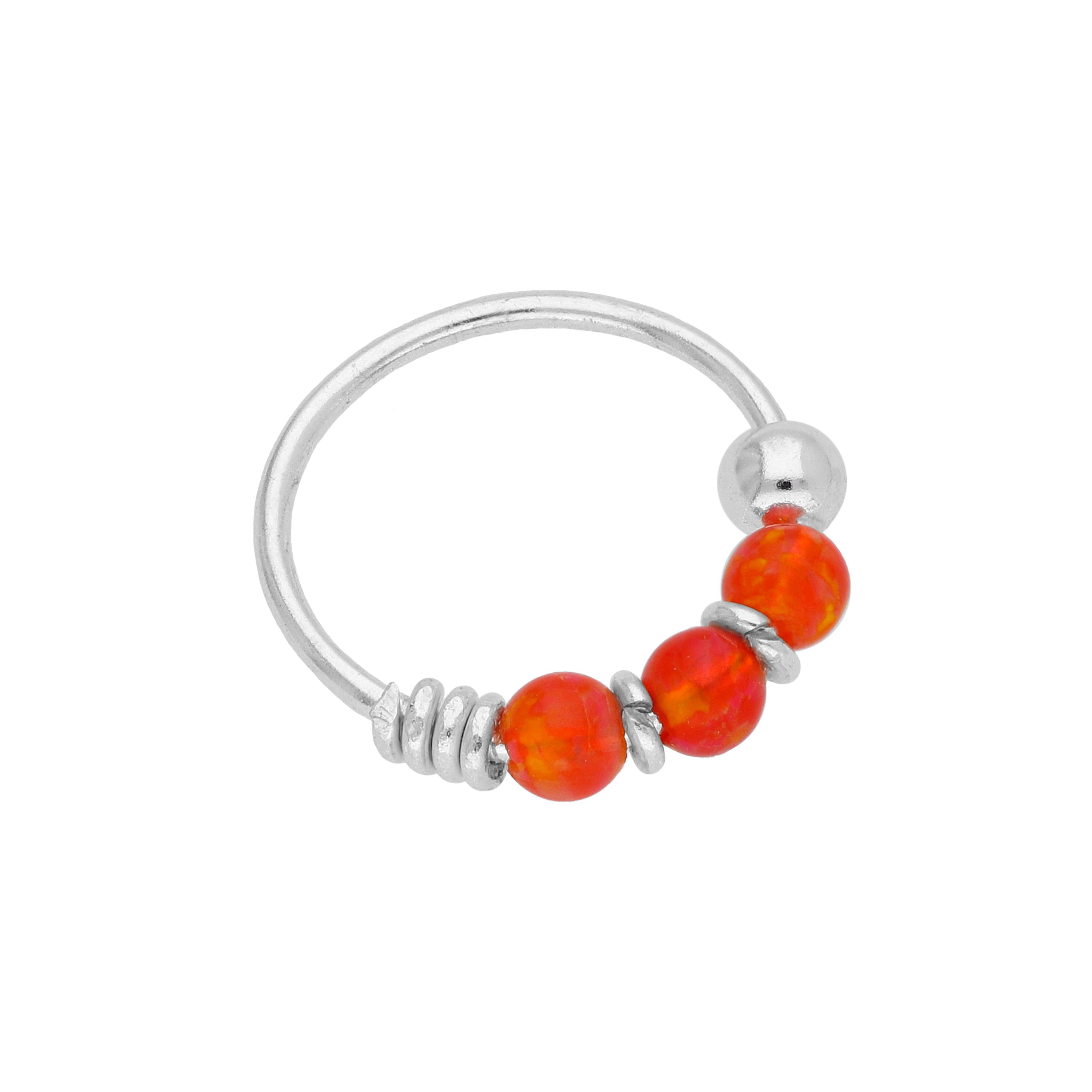 Sterlingsilber Dreifach Orange Opal Kunstperle 10 mm 24Ga Nasenring