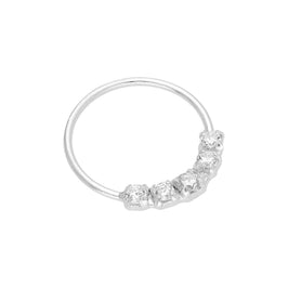 Sterlingsilber 5 CZ Pavé Fassung 10 mm 24Ga Nasenring