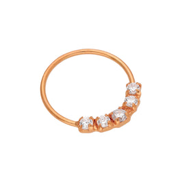 Nasenring aus rosévergoldetem Sterlingsilber mit 5 Zirkonia, 10 mm, 22Ga
