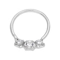 Sterlingsilber Dreifach 2 mm CZ 7 mm 23Ga Creolen Nasenring