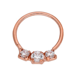 Rosévergoldet Sterlingsilber 2 mm CZ 7 mm 23Ga Creolen Nasenring
