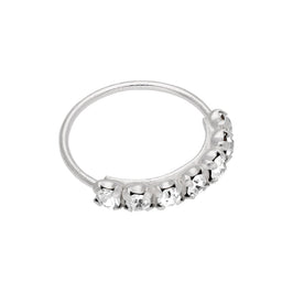 Sterlingsilber 7 CZ Pavé Fassung 10 mm 24Ga Nasenring