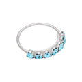 Nasenring aus Sterlingsilber mit 7 Aquamarin-Pavé-Zirkonia, 10 mm, 22Ga
