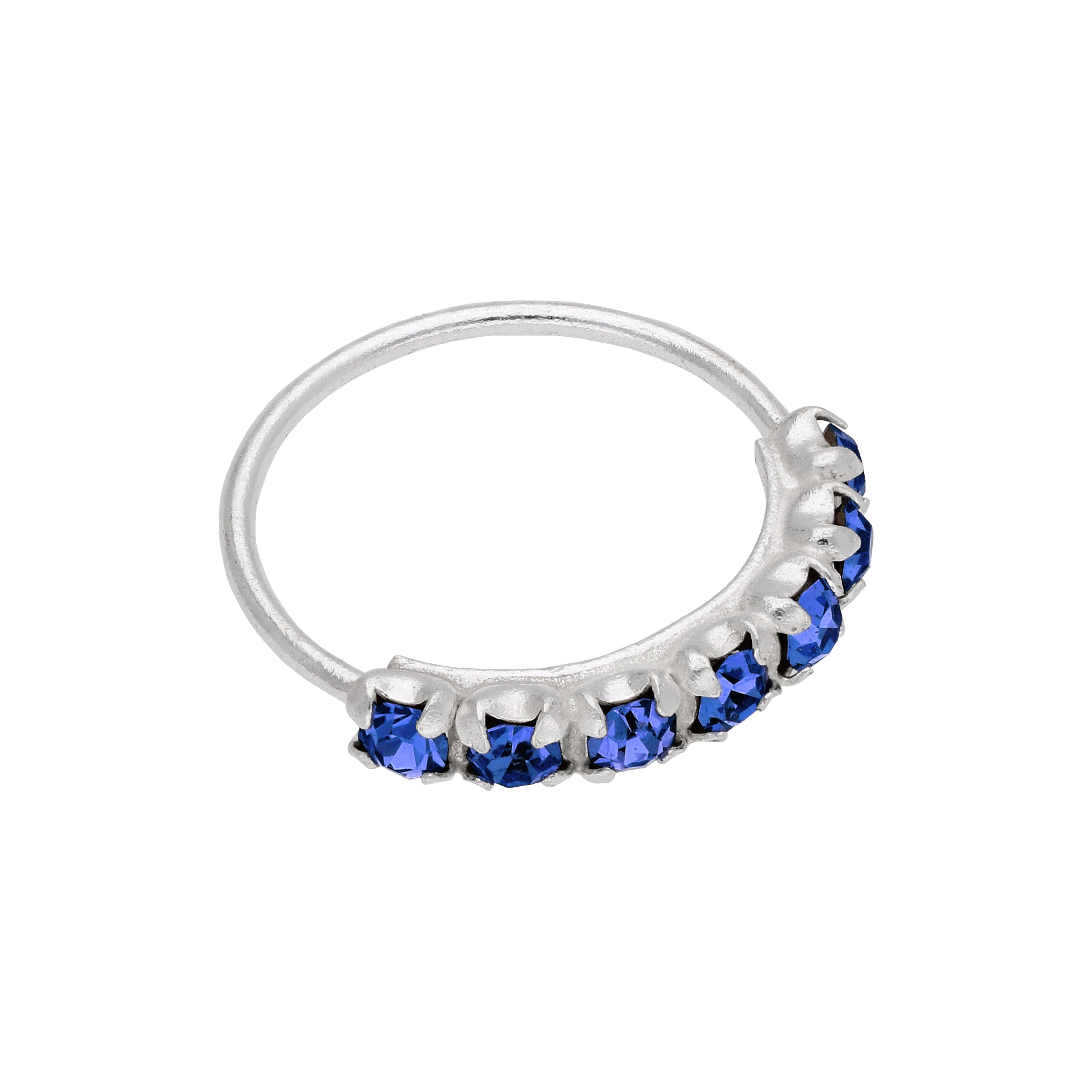 Sterlingsilber Saphir 7 CZ Pavé Fassung 10 mm 24Ga Nasenring