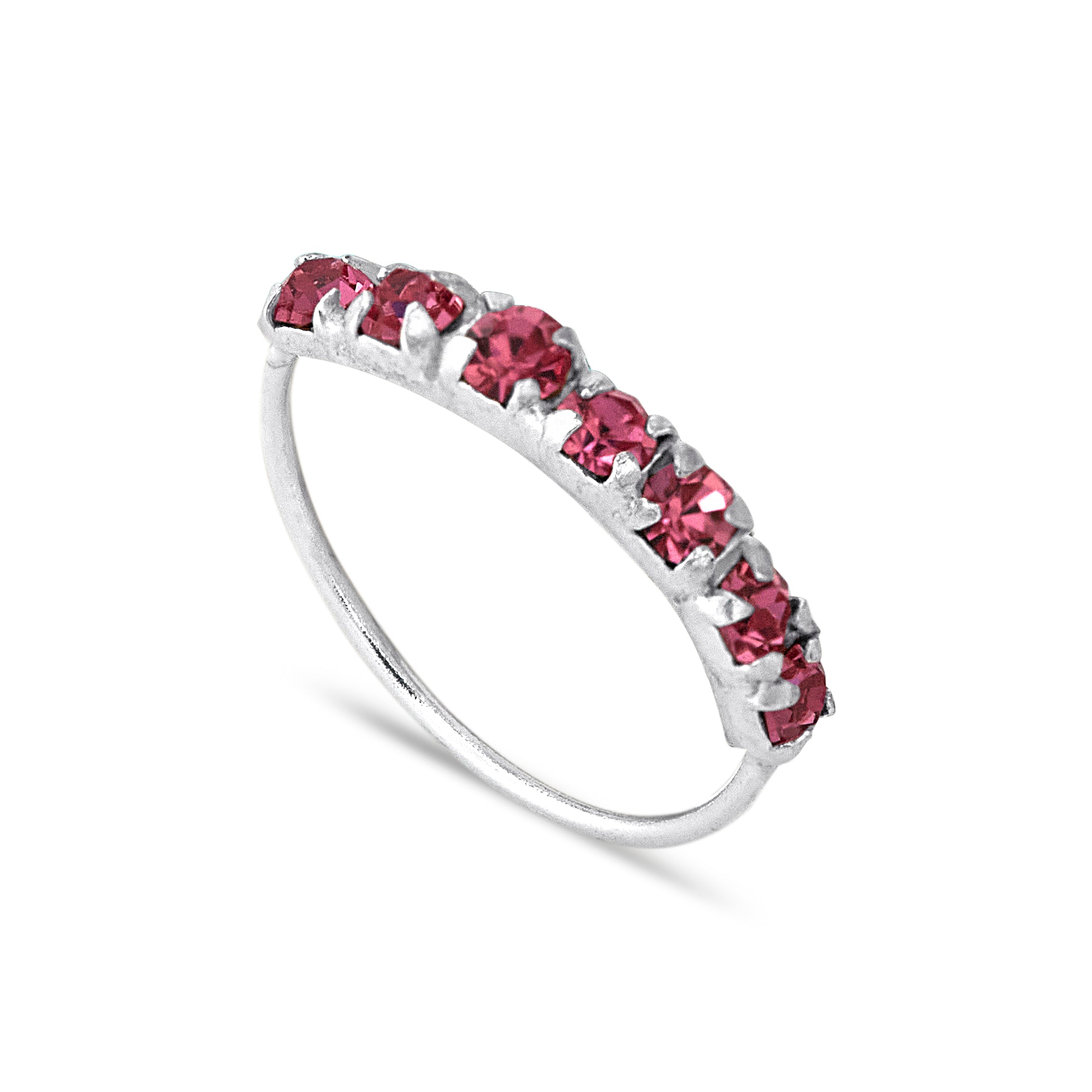 Sterlingsilber Turmalin 7 CZ Pavé Fassung 24Ga 10 mm Nasenring
