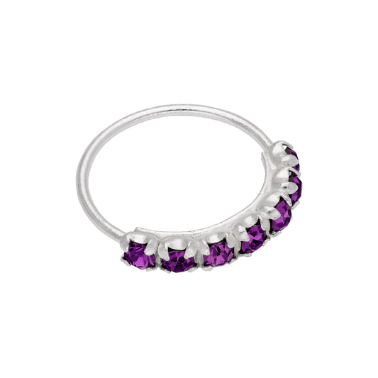 Sterlingsilber Amethyst 7 CZ Pavé Fassung 24Ga 10mm Nasenring
