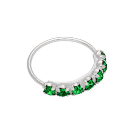 Sterlingsilber Smaragd 7 CZ Pavé Fassung 10 mm 24Ga Nasenring
