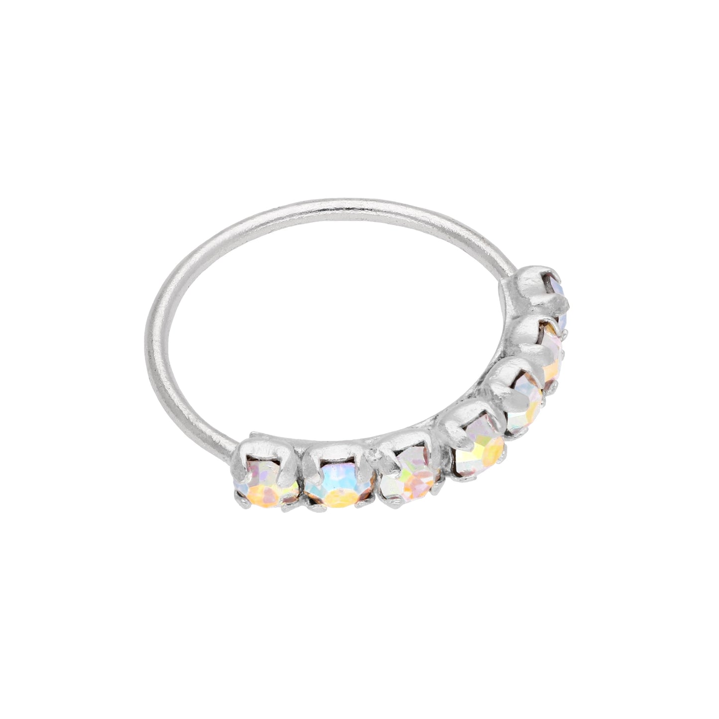 Sterlingsilber Aurora Borealis 7 CZ Pavé Fassung 10mm 24Ga Nasenring