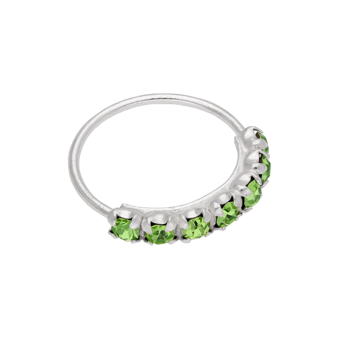 Sterlingsilber Peridot 7 CZ Pavé Fassung 10mm 24Ga Nasenring