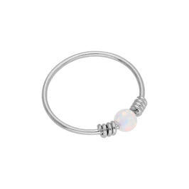 9 Karat Weißgold Sprungfeder Opal 10 mm 24Ga Nasenring