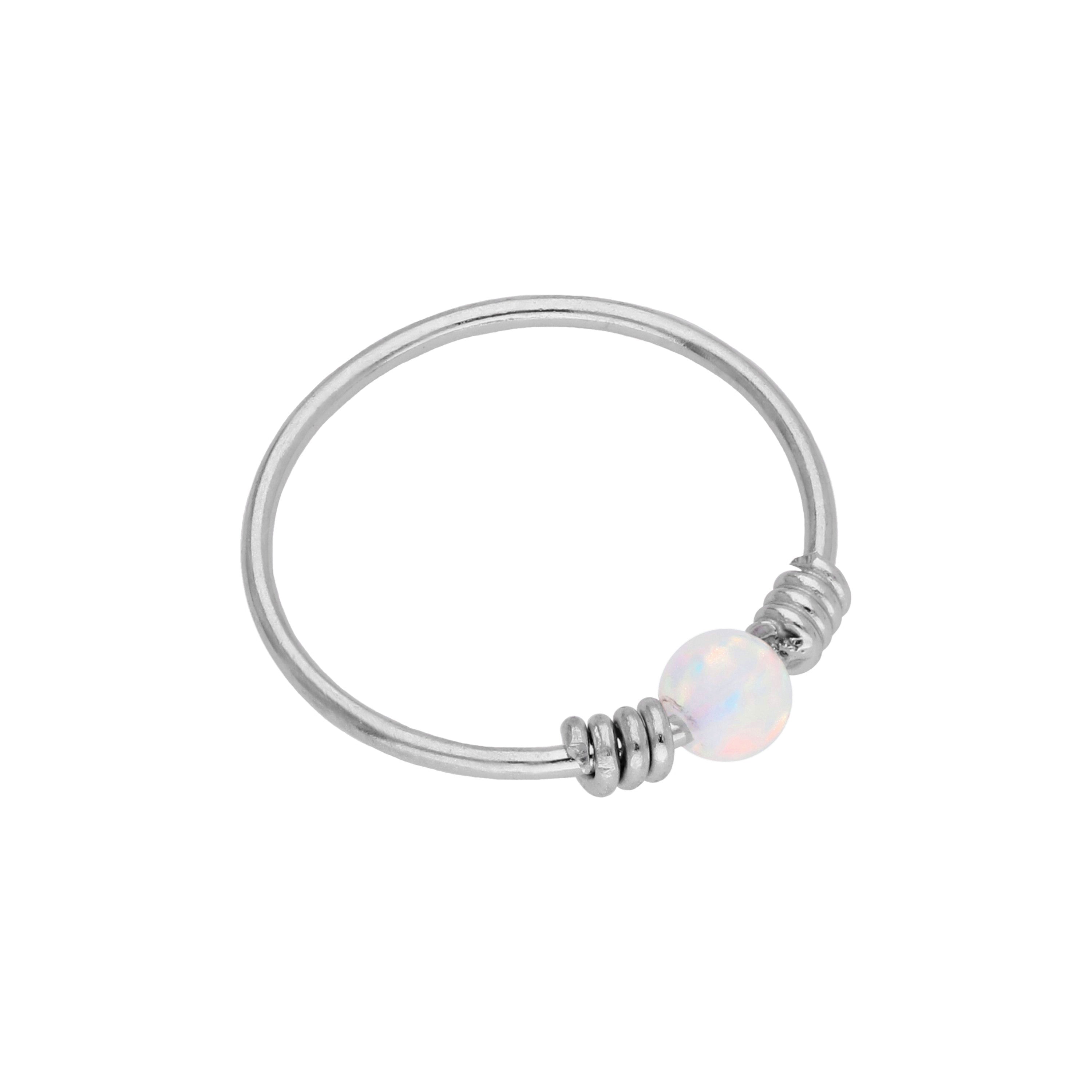 9 Karat Weißgold Sprungfeder Opal 10 mm 24Ga Nasenring