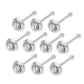 Sterlingsilber 2 mm Gewölbt CZ Nasenstecker Kugelende 10er Satz