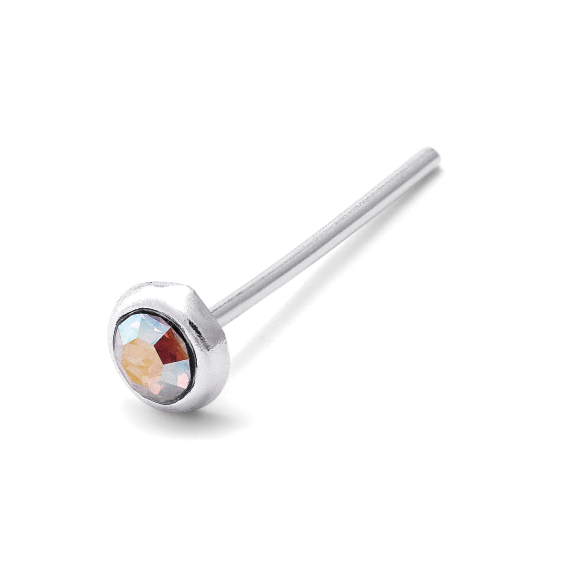 Sterlingsilber 2 mm Aurora Borealis CZ Nasenstecker Stift Ende