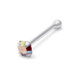 Sterlingsilber 1,5 mm CZ Aurora Borealis Nasenstecker Kugelende