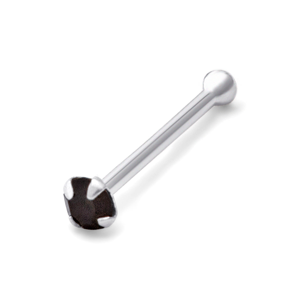 Sterlingsilber 1,5 mm Schwarz CZ 24Ga Nasenstecker Kugelende