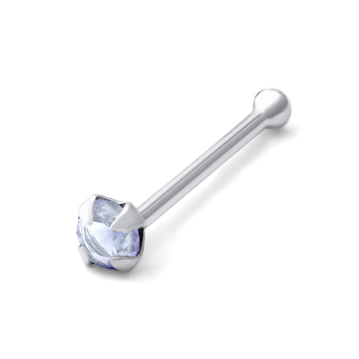 Sterlingsilber 1,5 mm CZ Alexandrit 22 Ga Nasenstecker mit Kugelende