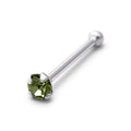 Sterlingsilber 1,5 mm CZ Peridot 24Ga Nasenstecker Kugelende
