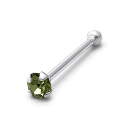 Sterlingsilber 1,5 mm CZ Peridot 24Ga Nasenstecker Kugelende