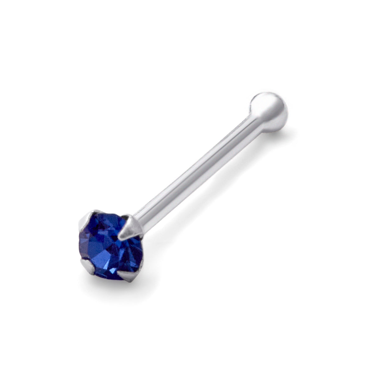 Sterlingsilber 1,5 mm CZ Saphir 24Ga Nasenstecker Kugelende