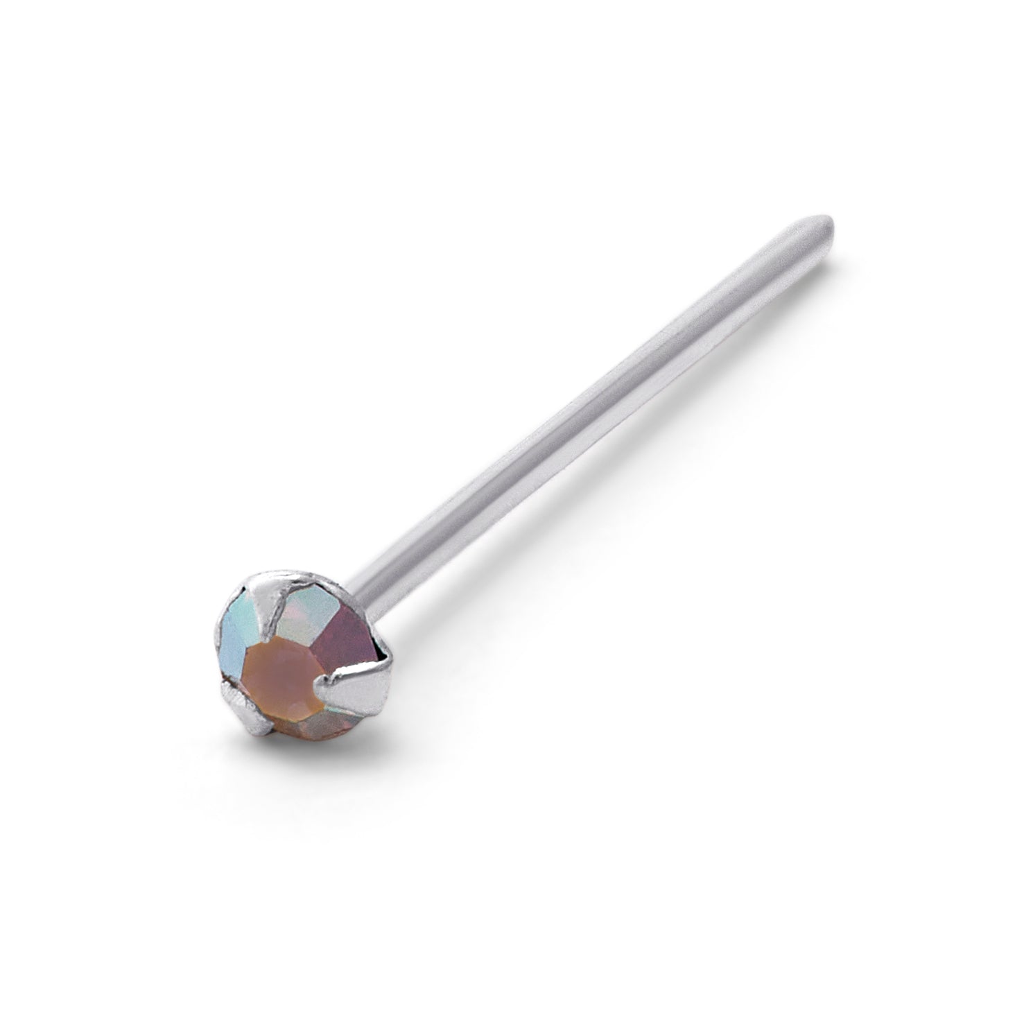 Sterlingsilber 1,5 mm CZ Aurora Borealis Krallen Fassung 24Ga Nasenstecker