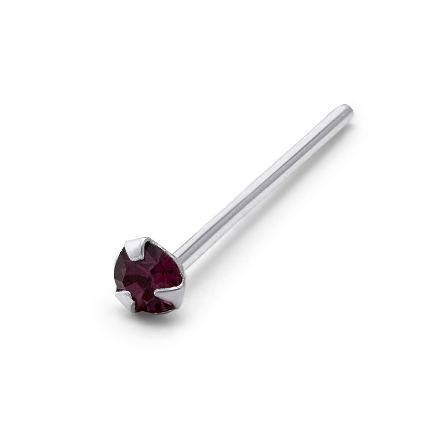Sterlingsilber 1,5 mm CZ Amethyst Krallen 25 Ga Nasenstecker