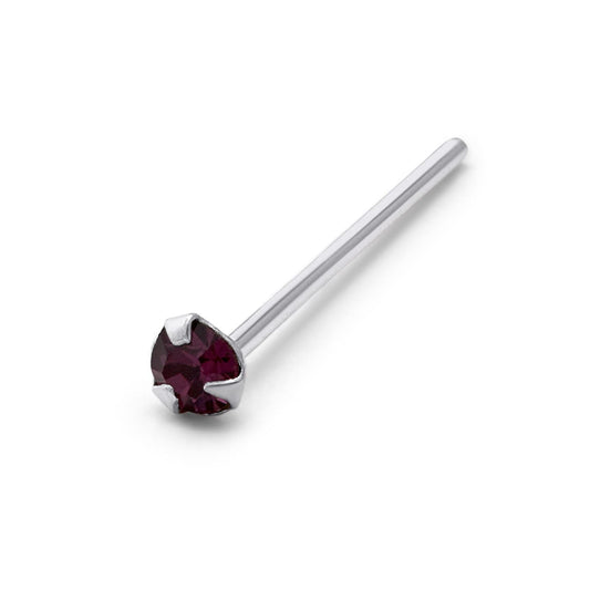 Sterlingsilber 1,5 mm CZ Amethyst Krallen 25 Ga Nasenstecker