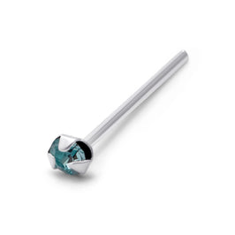 Sterlingsilber 1,5 mm CZ Aquamarin Krallen Fassung 24Ga Nasenstecker