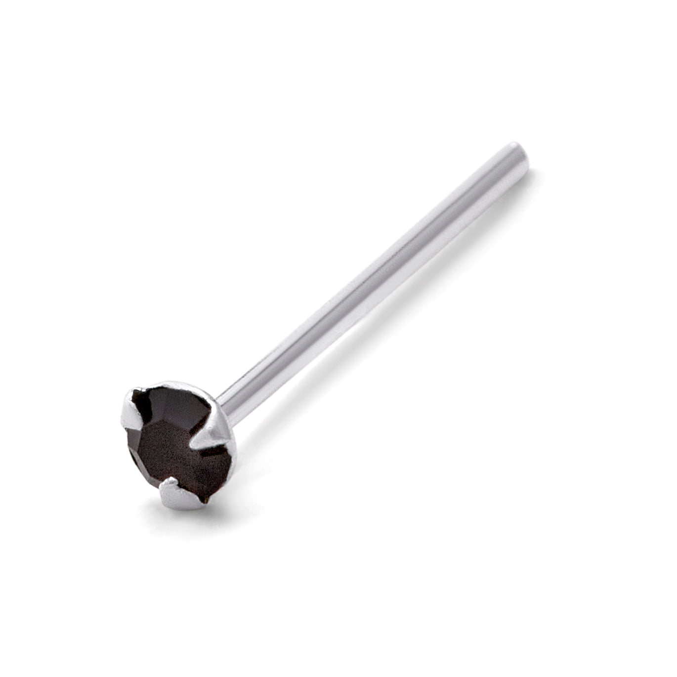 Sterlingsilber 1,5 mm CZ Schwarz Krallen Fassung 24Ga Nasenstecker Stift Ende